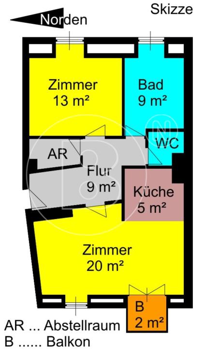 Moderne 2-Zimmer-Wohnung mit Balkon & Garage - Plan - Skizze