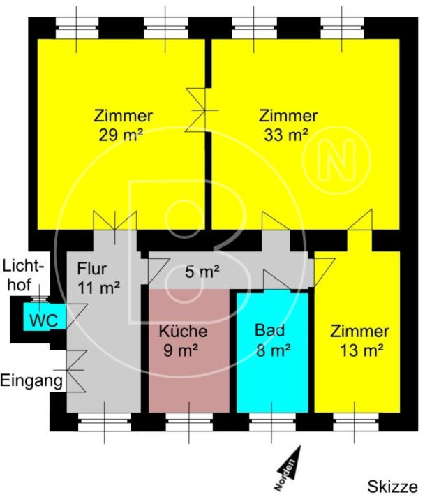 Grandiose Altbauwohnung in Bestlage - Plan Skizze