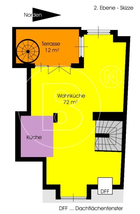 Dachgeschoss-Terrassenmaisonette mit Panoramafernblick - vom Feinsten! - 2. Ebene - Skizze