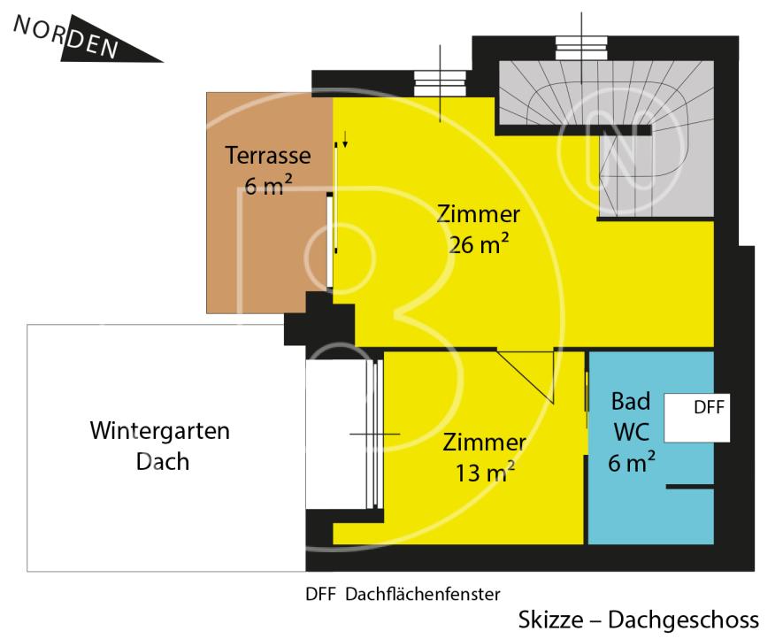 Modernes Stadthaus mit Pool in Bestlage - DG - Skizze