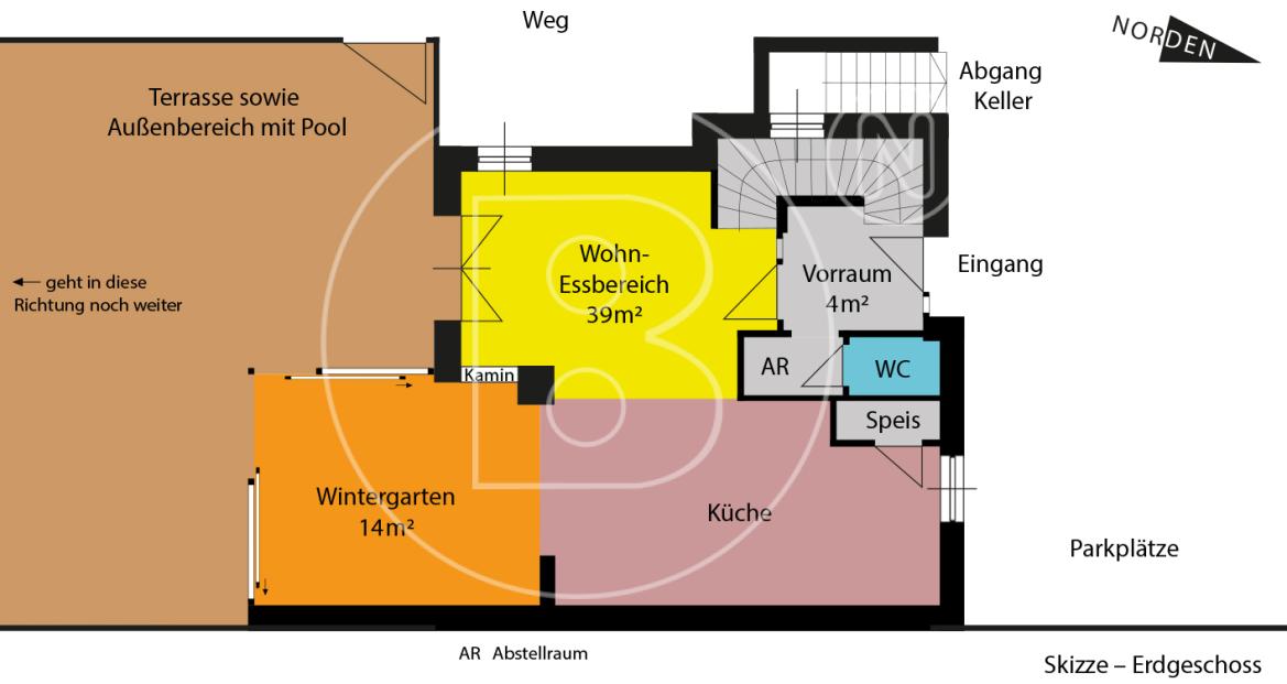 Modernes Stadthaus mit Pool in Bestlage - EG - Skizze
