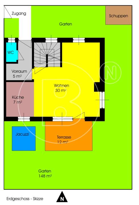 Modernes Eckreihenhaus in Ruhelage - Plan EG