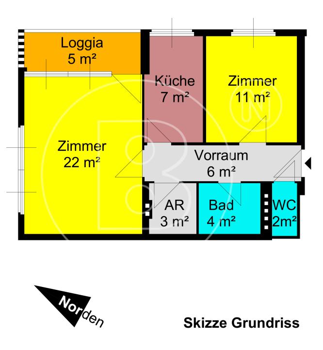 Renovierungsbedürftige 2-Zimmer-Loggia-Wohnung in Grünlage! - 22