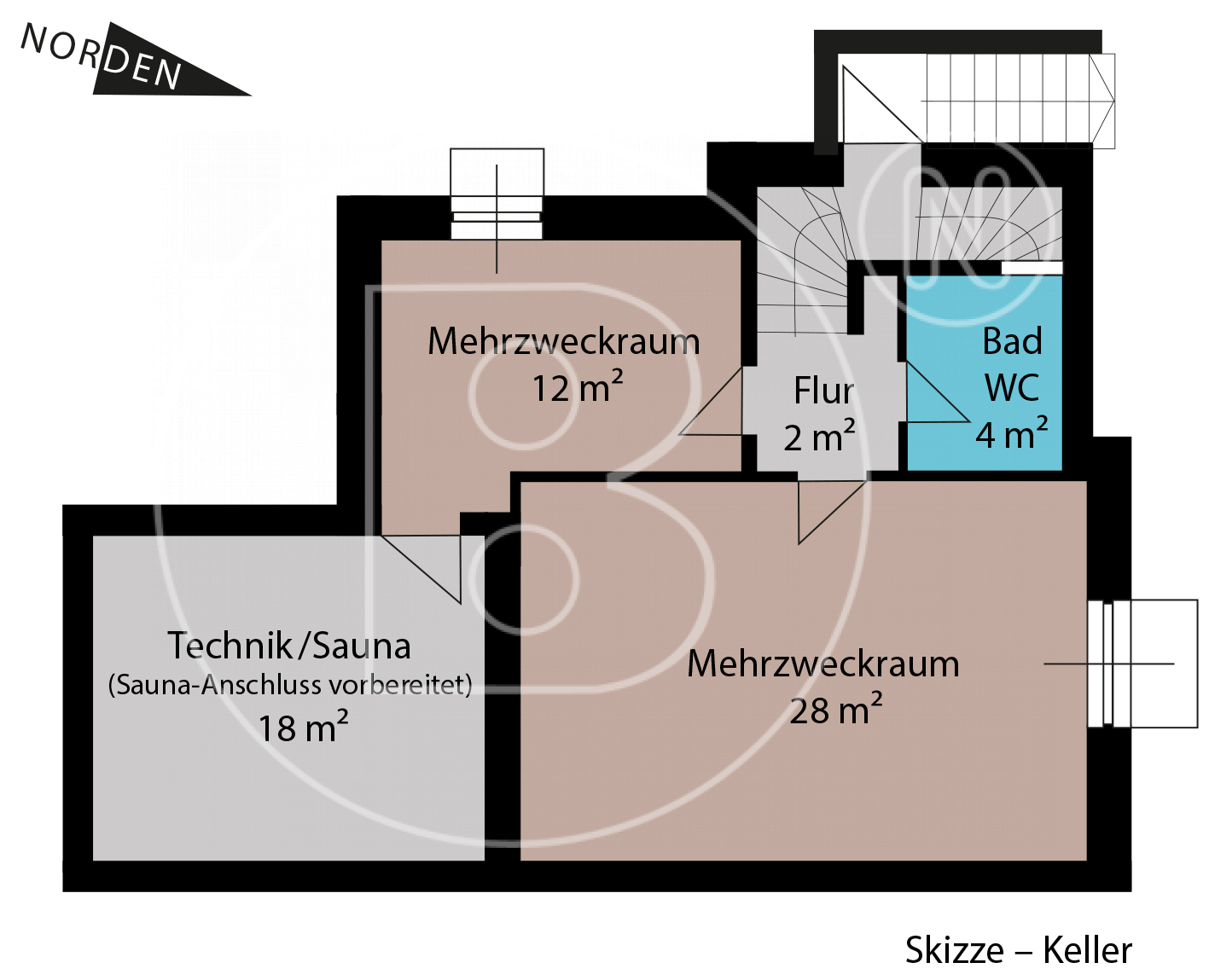 Keller - Skizze - Modernes Stadthaus mit Pool in Bestlage