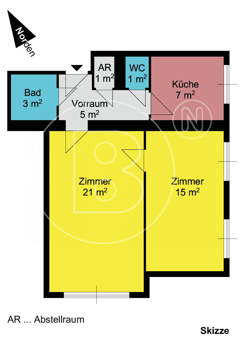 GRUNDRISS - Sanierte 2-Zimmer-Neubauwohnung mit Parkblick