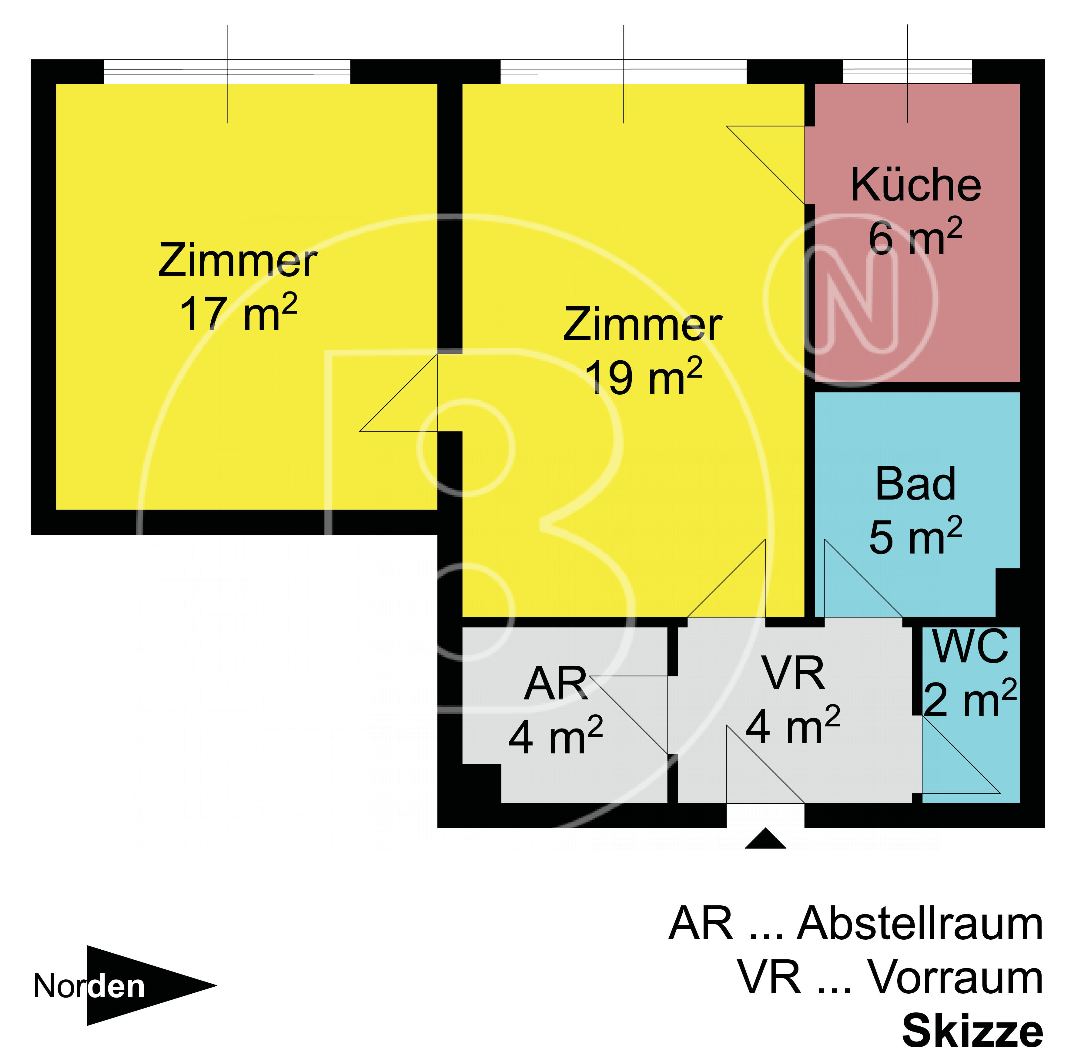 GRUNDRISS - 2-Zimmer-Wohnung in Ruhelage