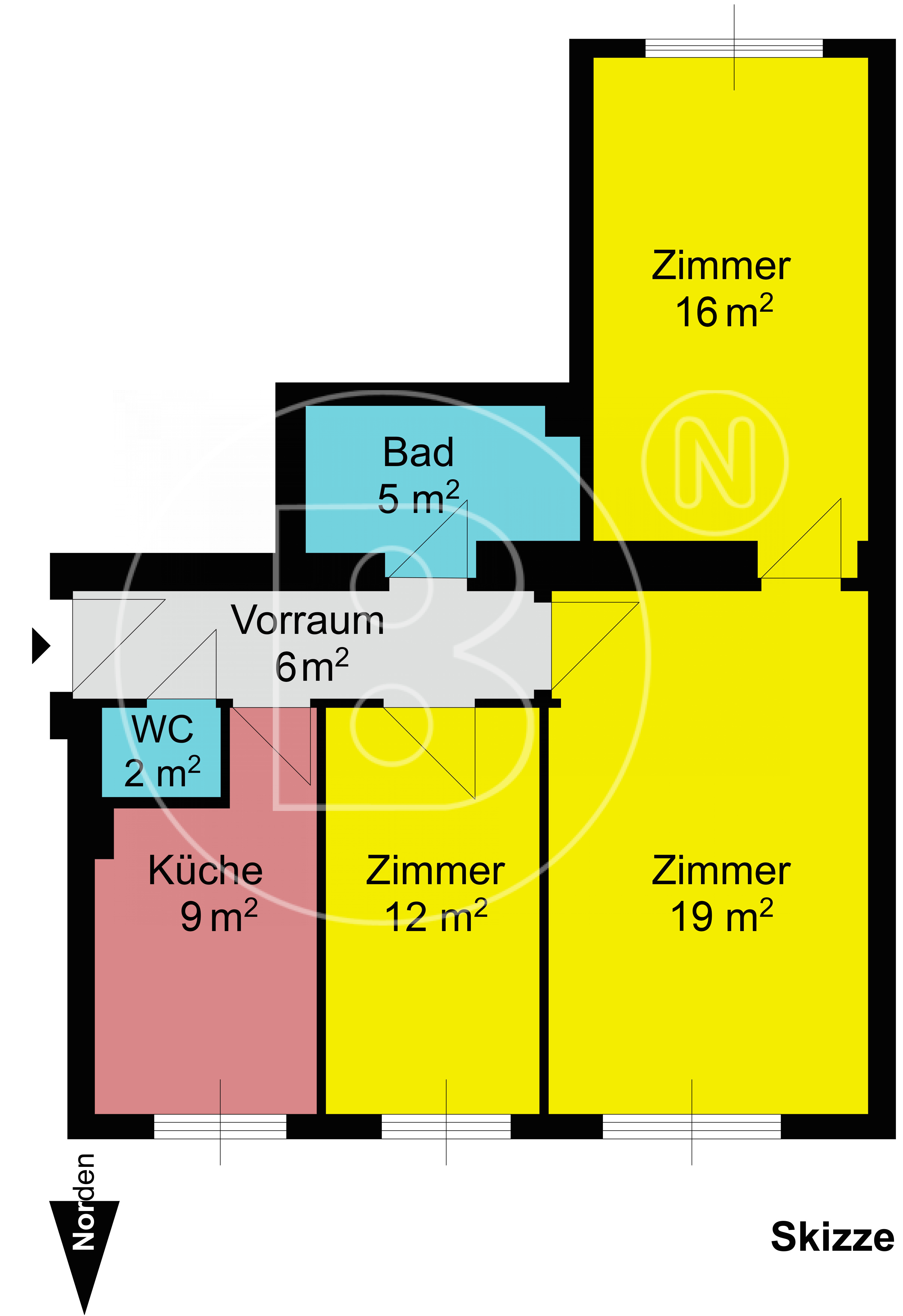 GRUNDRISS - Moderne 3-Zimmer-Wohnung