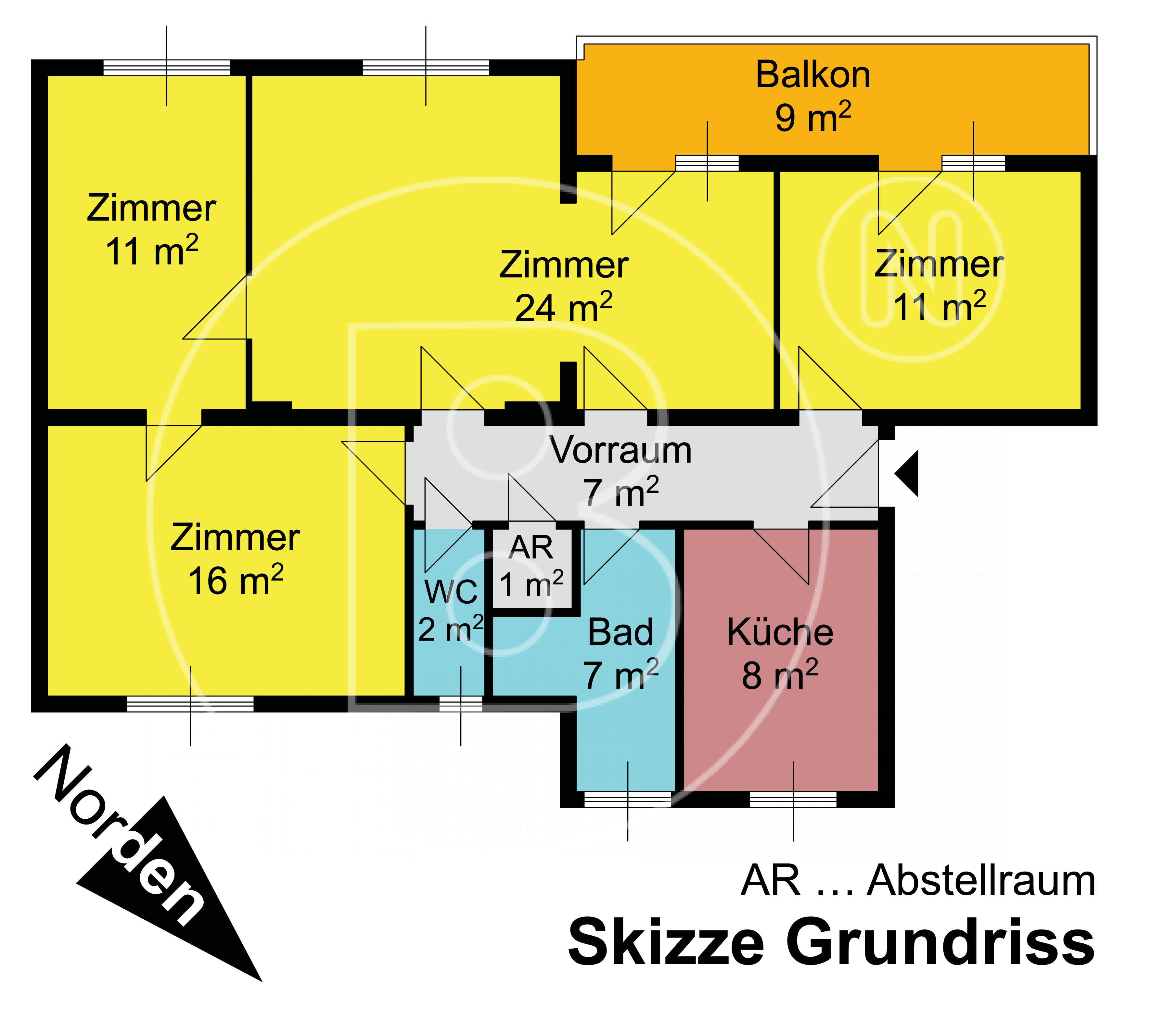 GRUNDRISS - 4-Zimmer-Wohnung mit separatem Garten