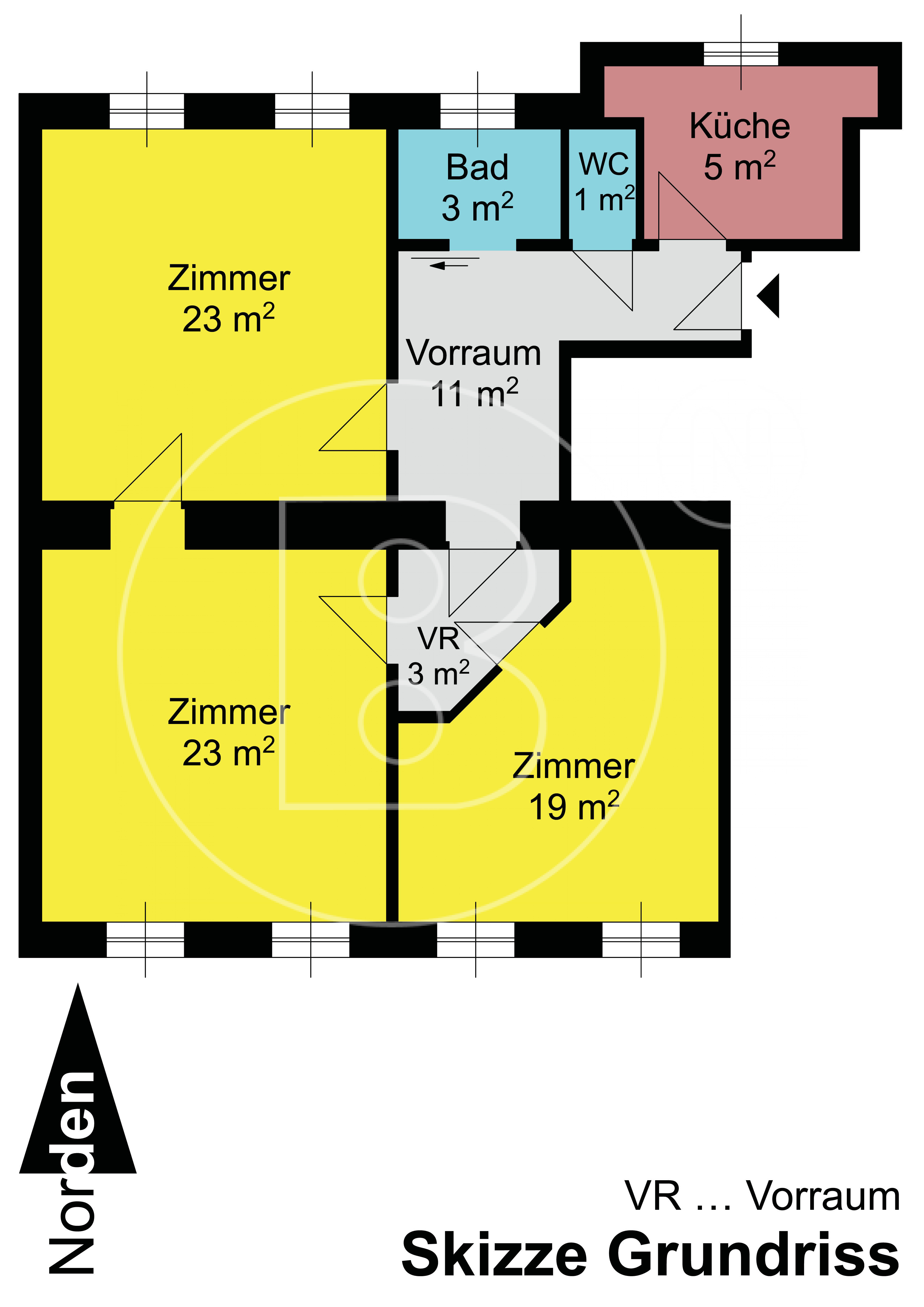 GRUNDRISS - 3-Zimmer-Altbauwohnung in gefragter Lage