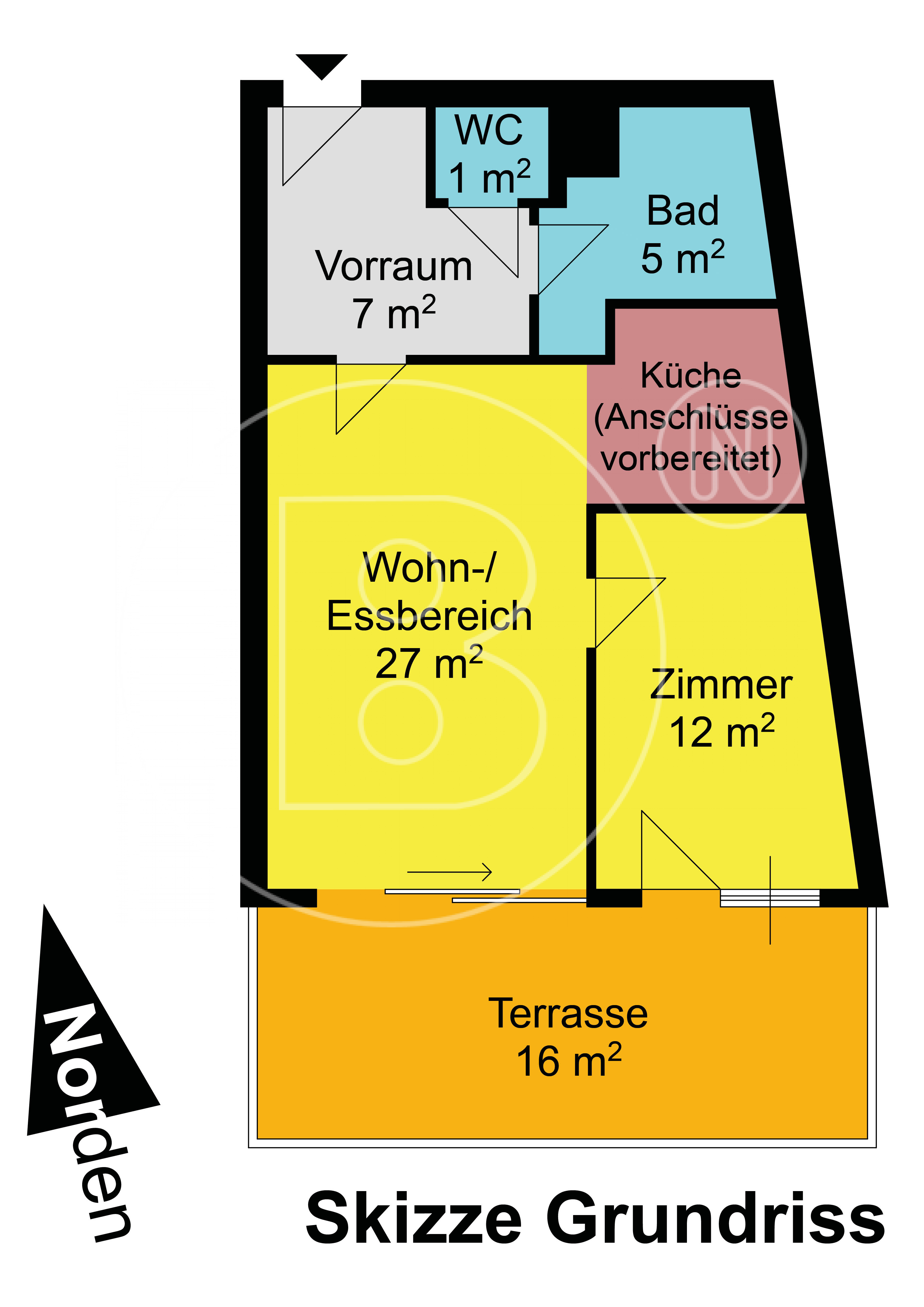 GRUNDRISS - 2-Zimmer-Terrassenwohnung mit Garage - ERSTBEZUG!