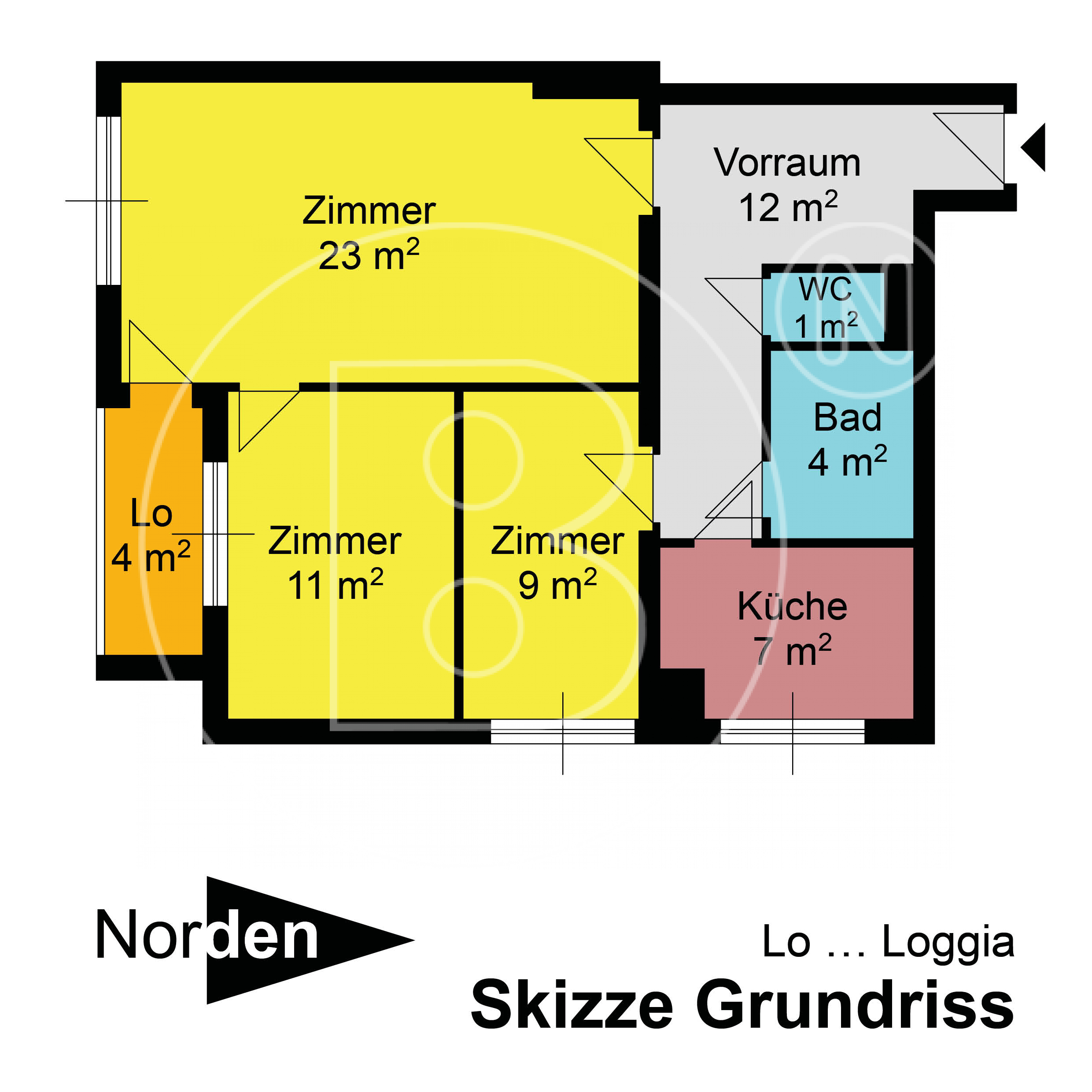 GRUNDRISS - 3-Zimmer-Loggia-Wohnung - ERSTBEZUG!