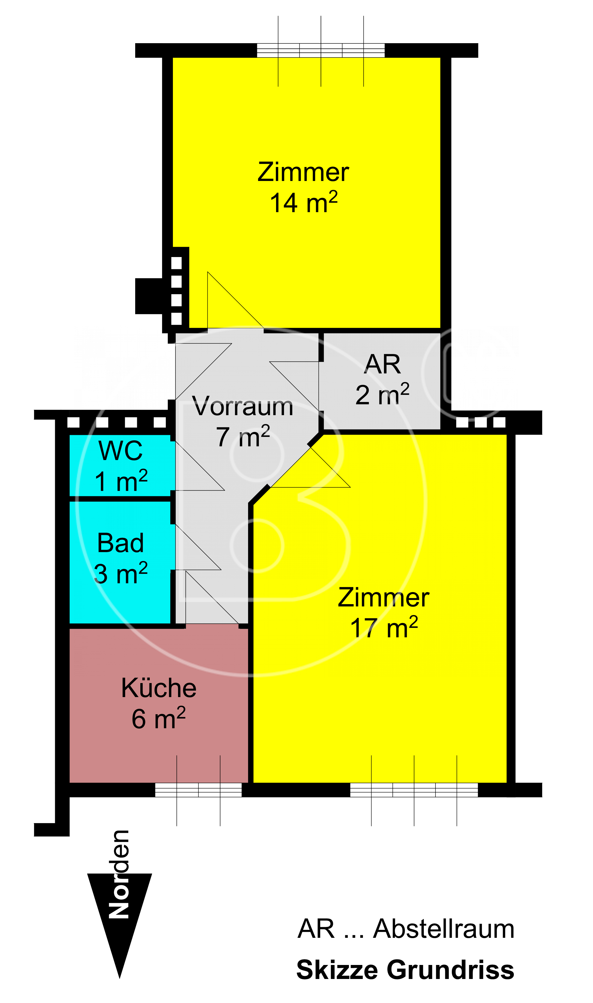 GRUNDRISS - 2-Zimmer-Wohnung in Bestlage!
