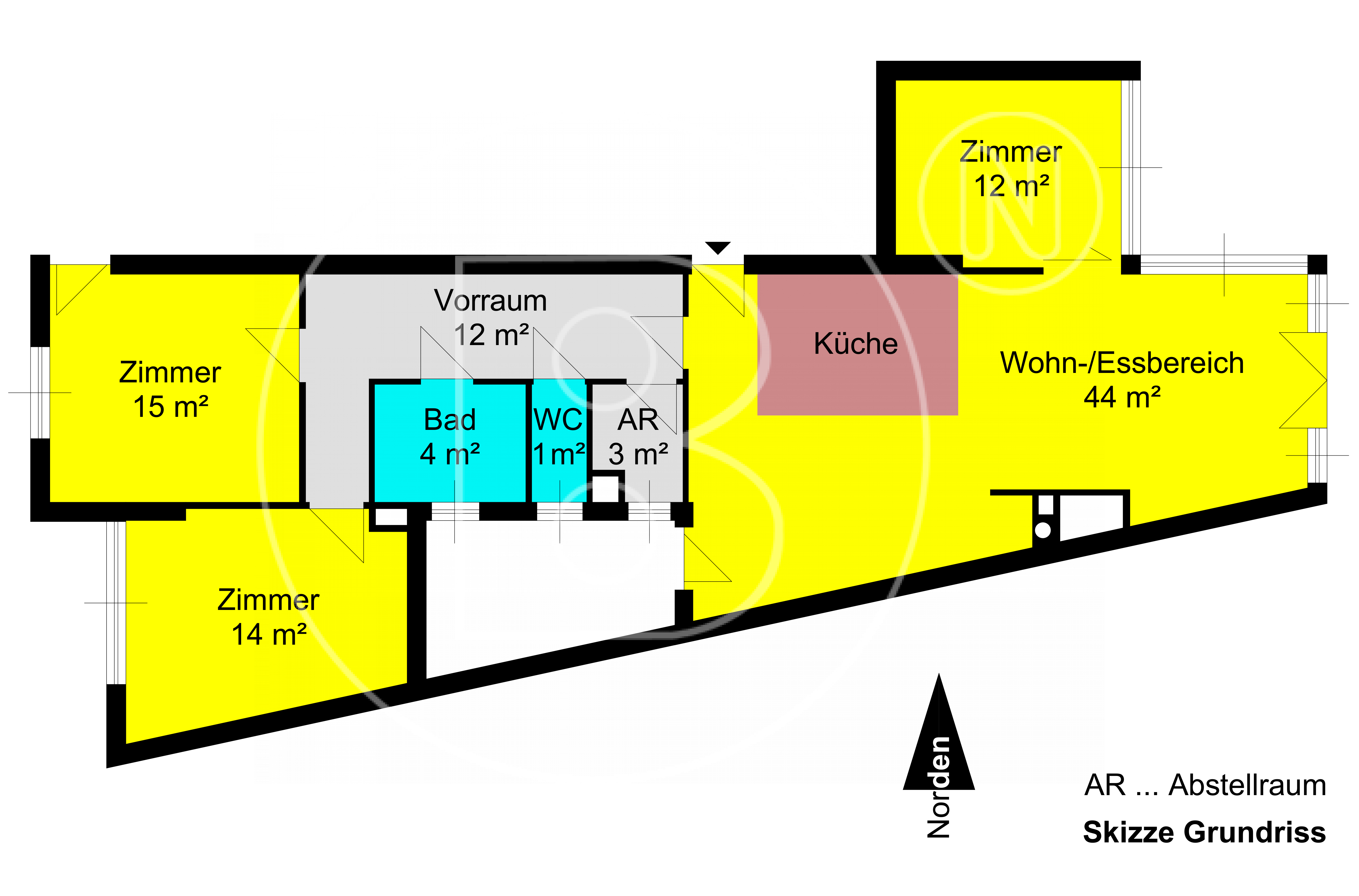 GRUNDRISS - Moderne 4-Zimmerwohnung mit Garage in Ruhelage!
