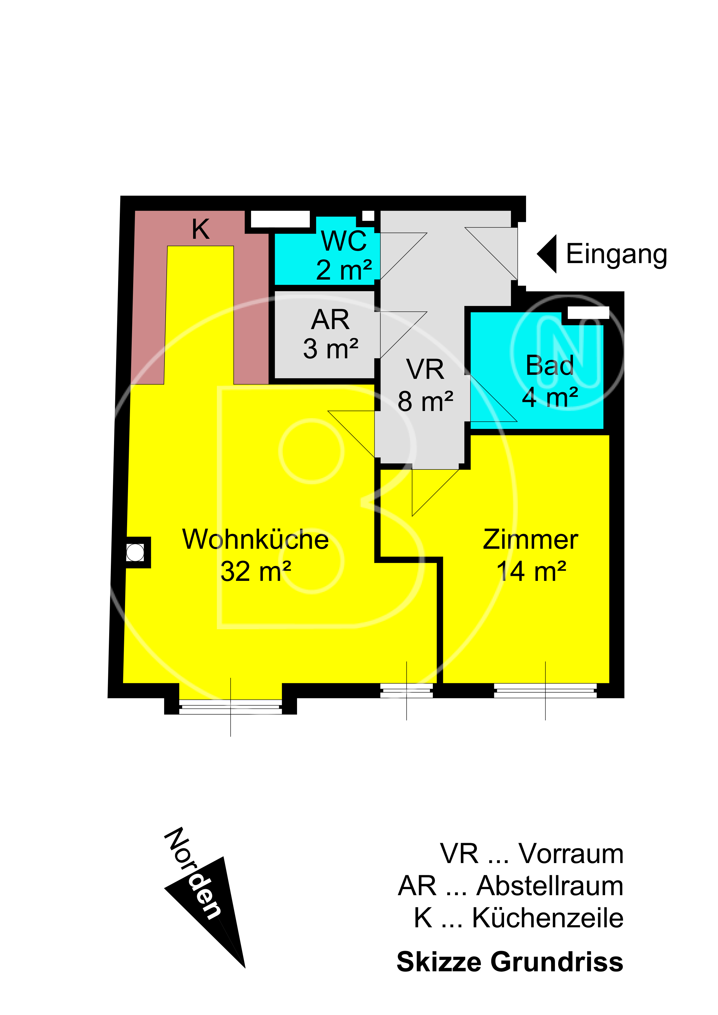 GRUNDRISS - Moderne 2-Zimmer-Wohnung in guter Lage!