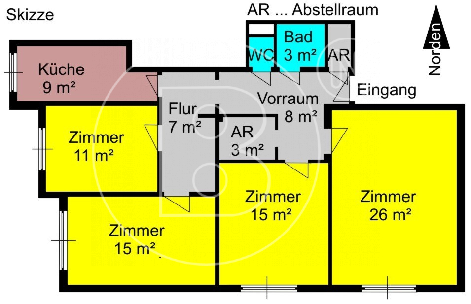Plan Skizze - Besonders Familienfreundliche 4-Zimmer-Neubauwohnung